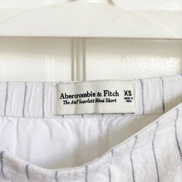 Abercrombie & Fitch Scarlett Mini Skort Linen White Pin Stripe Small XS Short - Picture 3 of 6